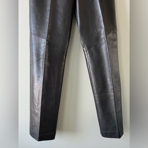 Danier Women’s Black 100% Leather Straight-Leg Pants Size 2 High Rise- bikercore - Picture 2 of 10